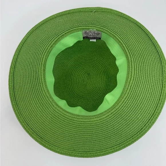 Sun N’ Sand Green Straw Sun Brown Accent Band Stylish Summer Beach & Travel Hat - Picture 13 of 14